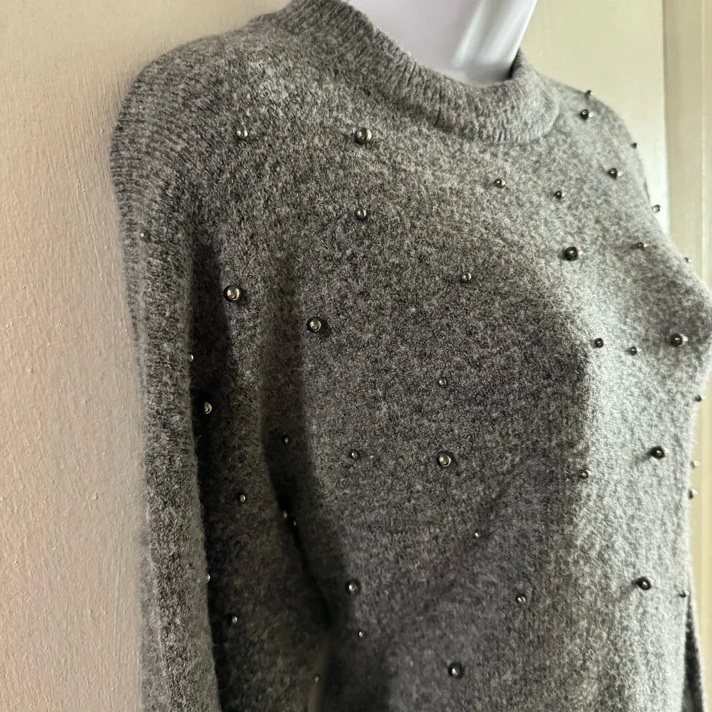 H&M Gray Beaded Crew Neck Sweater - Picture 4 of 5